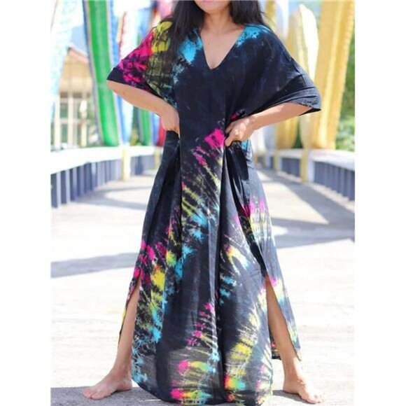 Kaftan Dresses for Women Plus Size Summer Beach Dress with Print and Swim Cover - Picture 3 of 8